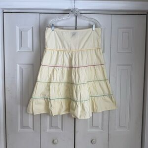 IPSA Anthropology Women’s Tie Yellow Tiered Bohemian Cottage Core Skirt Size 4